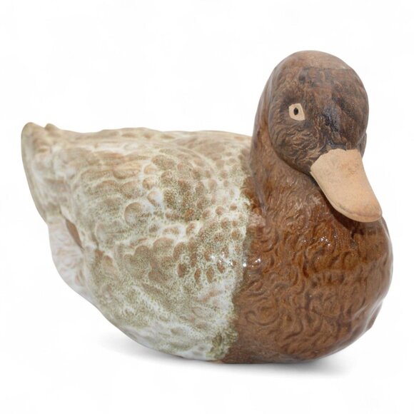 Vintage Ceramic Duck Figurine Brown & Green Decorative Collectible Home Decor Di - Picture 8 of 8